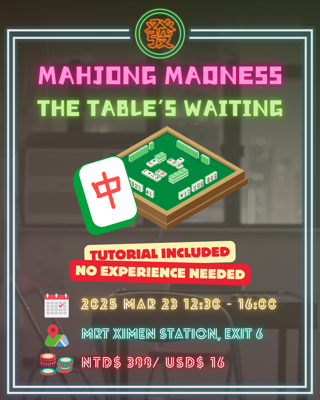 Hi we are Chinese tutor 4 Mahjong Experience Activity – Get to Know Taiwanese Culture Better!